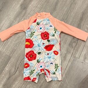 Kids Floral Rashguard with Peach Sleeves